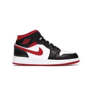 Air Jordan 1 Mid GS Nike Black Red White Shoes